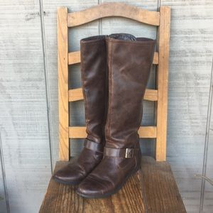 Tall Brown Faux Leather Boots